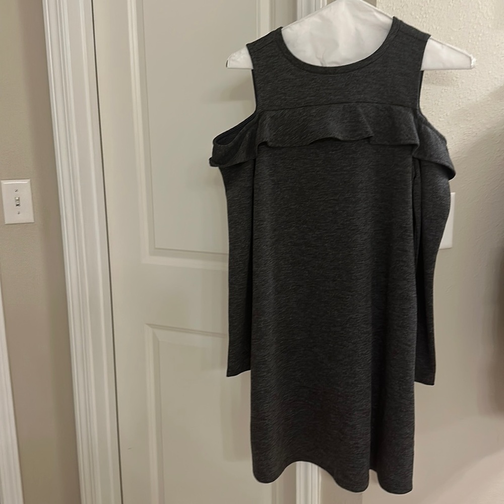 Ann Taylor Loft grey shoulder less dress